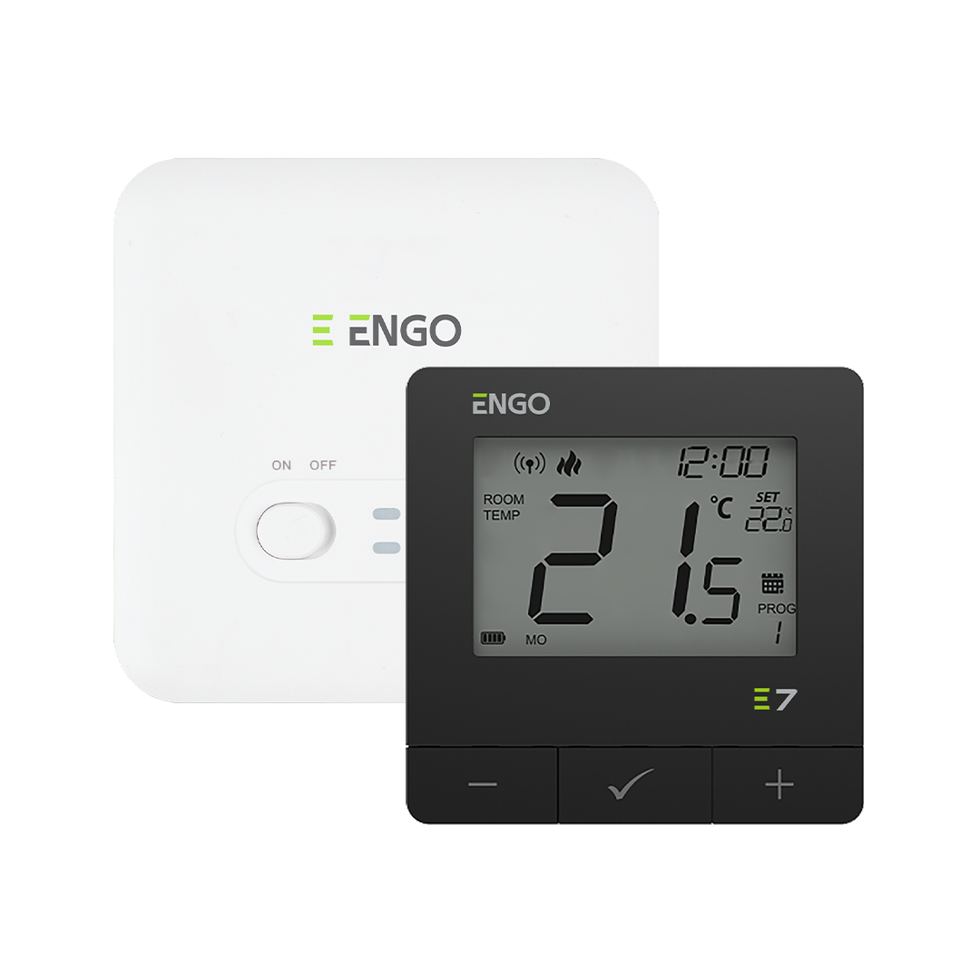 ENGO E7-RFB (Czarny) Programowany, bezprzewodowy regulator temperatury